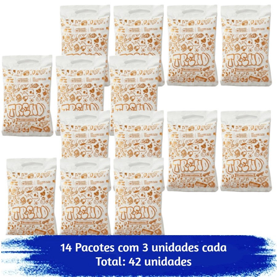 Preservativo Trend Lubrificado Com 42 Unidades 14x3