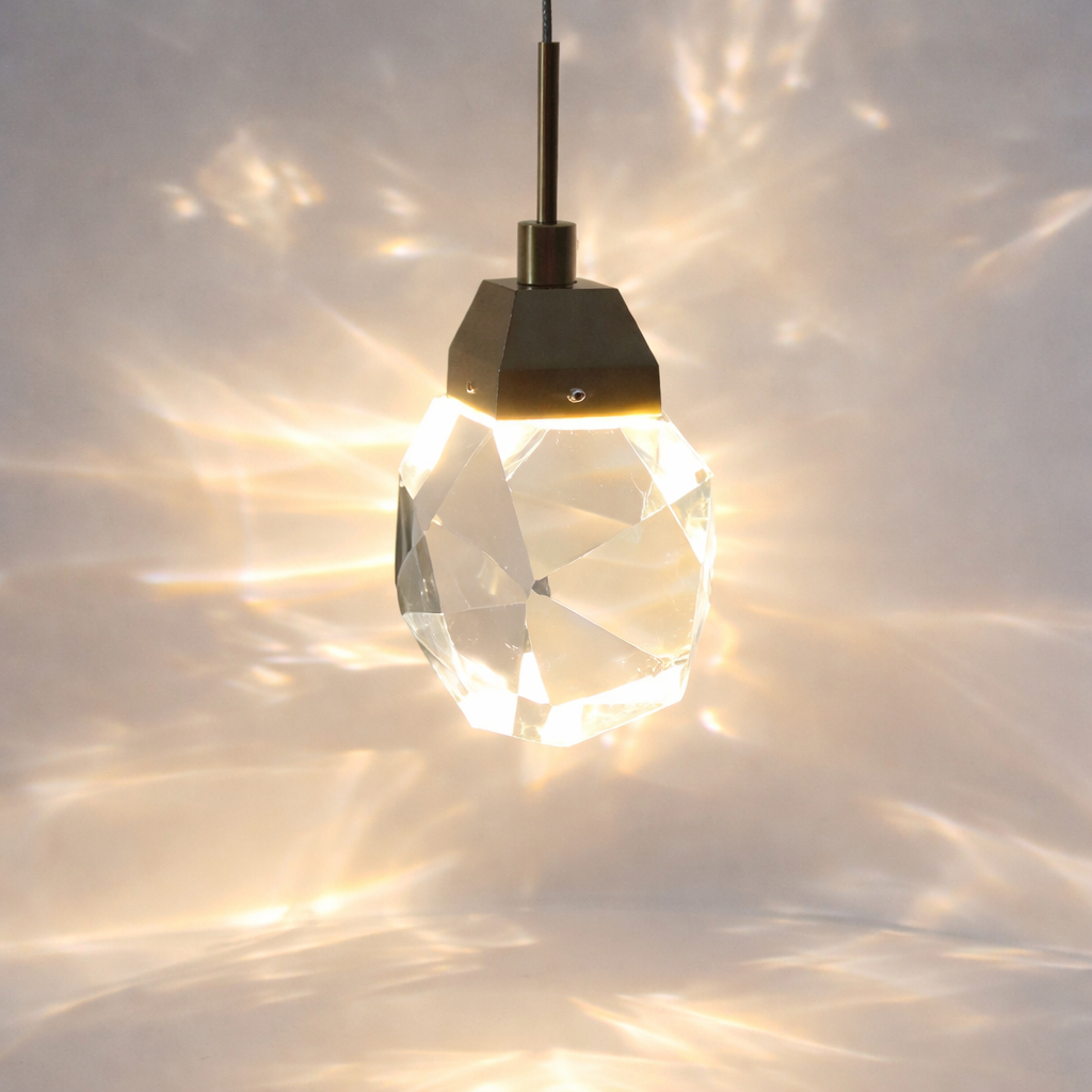 Lustre Pendente Led Cristal 3w Diamante Lapidado Bronze  Bivolt Bronze