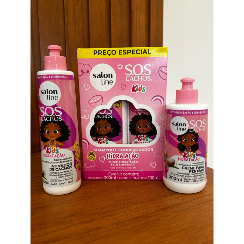 Salon Line S.O.S Cachos Kids Hidratação - kit/ Ativador / Creme