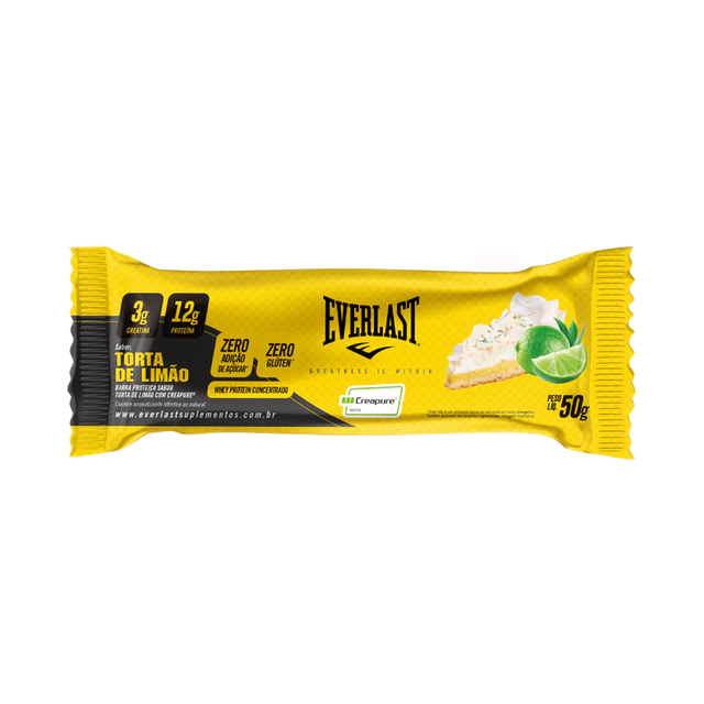 Barra de Proteína com Creatina Creapure Sabor Torta de Limão 50g – 01 unidade Everlast Suplementos