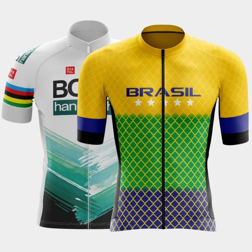 Combo 2 Camisas Camisetas Ciclismo Masculino Proteção Solar Ziper Total Bike Pedal Speed