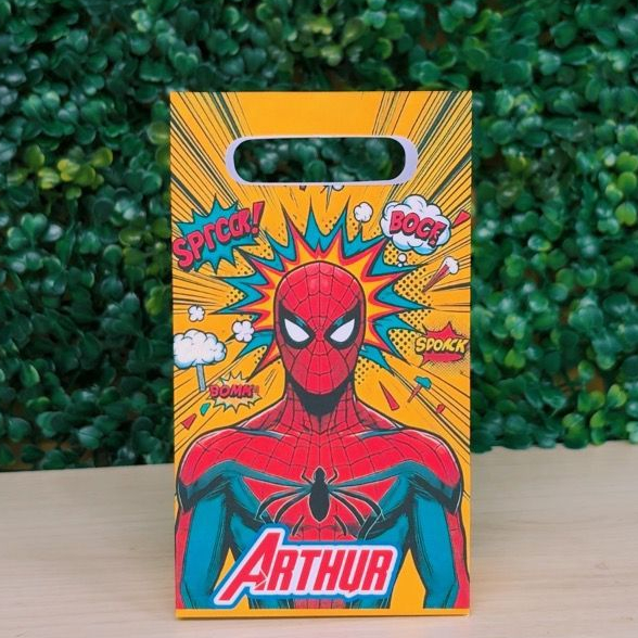 Sacolinha Personalizada Homem Aranha - Sacolinha de papel para festa pegue e monte - Lembrancinhas