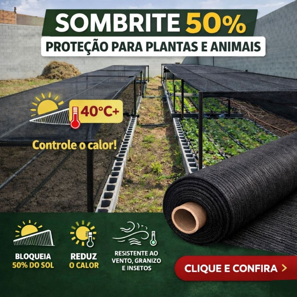 Sombrite 50% 2x50m Reforçado 100% Virgem Proteção UV Máxima Top Qualidade Para Horta Estufa