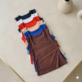 Kit 4 Blusas Regata Decote Quadrado Tecido Suplex Alças Grossas Moda Blogueira em Oferta na Shopee