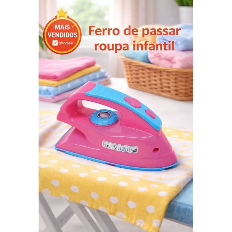 Ferro de Passar Infantil Brinquedo Faz de Conta Casinha Criança Leve Seguro