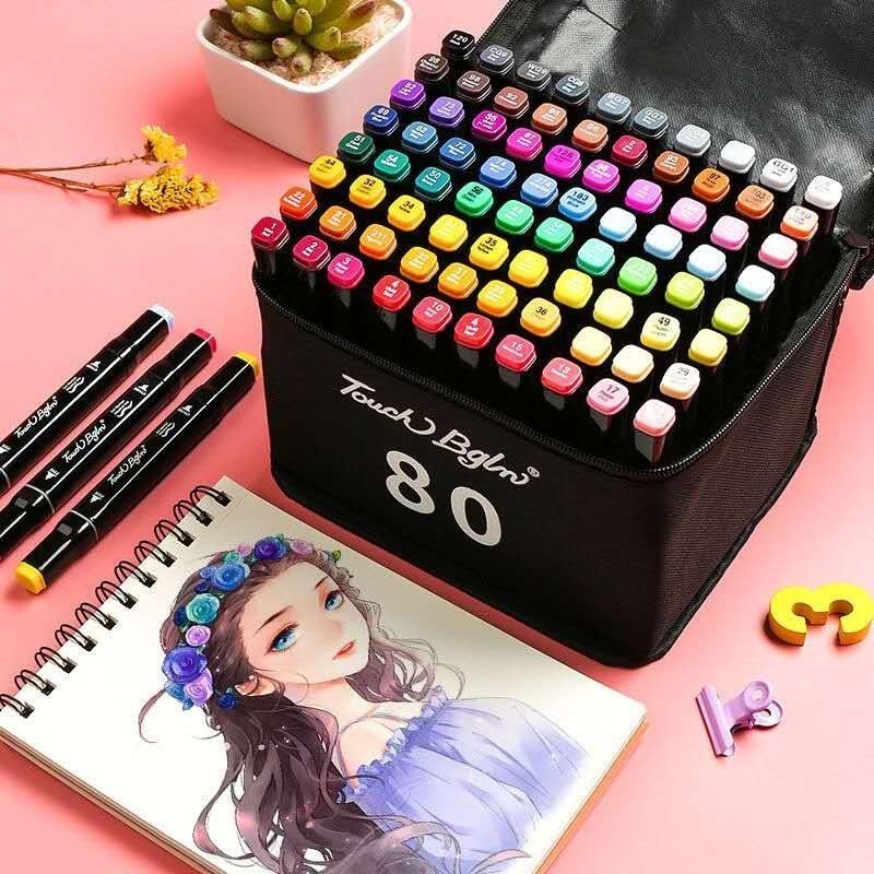 24/36/48/60/80 Cores Caneta Marcadora De Cabeça Dupla Oleosa Montagem Artística Para Estudantes Material Escolar em Oferta na Shopee