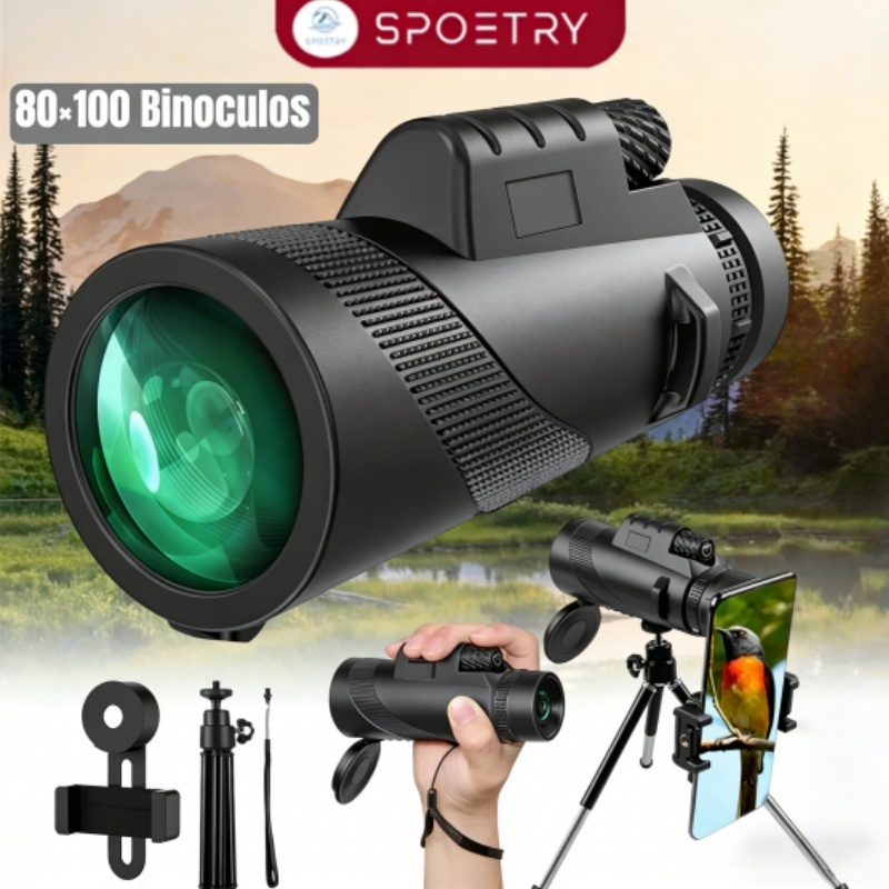 Imagem Telescópio Monocular Poderoso com Zoom HD 80x100 Portátil Telescópio de Longo Alcance para Acampamentos e Aventuras