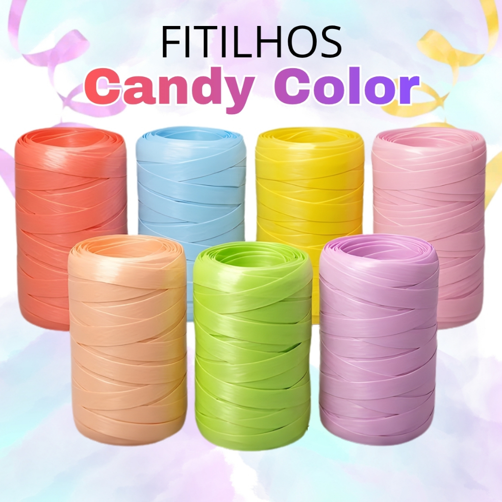 Fitilho Colorido Candy Color 50m Laços Decoração Festas