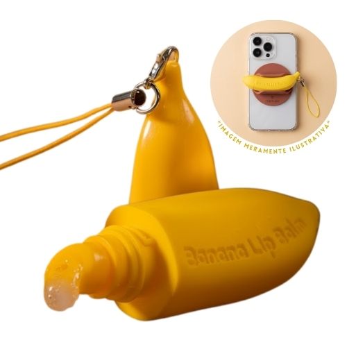 Mia Make Lip Balm Bananinha Chaveiro com Fragância de Banana 8,5ml Cada