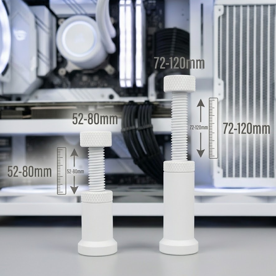 Suporte Placa De Vídeo VGA Anti-Sag Ajustável Branco Premium PC Gamer (52-80mm ou 72-120mm)