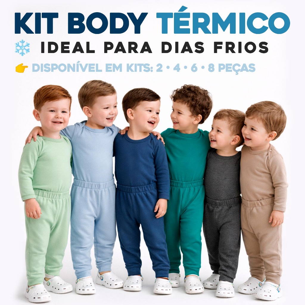 Kit Body Térmico Peluciado Bebê 2 4 6 8 Peças Quentinha Suplex Confortável Infantil Inverno Sortido em Oferta na Shopee