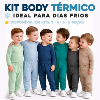 Kit Body Térmico Peluciado Bebê 2 4 6 8 Peças Quentinha Suplex Confortável Infantil Inverno Sortido em Oferta na Shopee