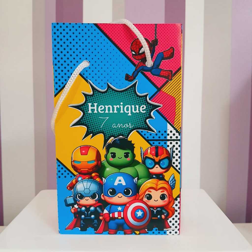 Sacolinha Surpresa Personalizada Super Heróis Vingadores Baby - Lembrancinha Aniversário - Tamanho P - PEGUE E MONTE