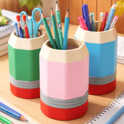 Porta Lápis Organizador Porta Caneta Mesa Escritório Escola (Unidade ou 3 Peças)