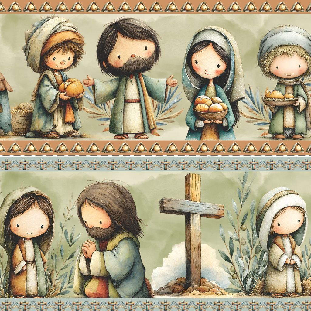 Tricoline  Digital Algodão 100% Barrado Doce Caminho De Jesus Toalha Pano de Prato Atêlie Bibi