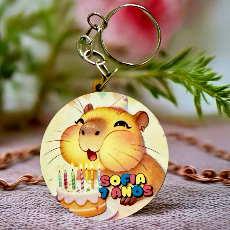 Kit Chaveiro ADESIVADO CAPIVARA PERSONALIZADO, para aniversário, festa, lembrancinhas