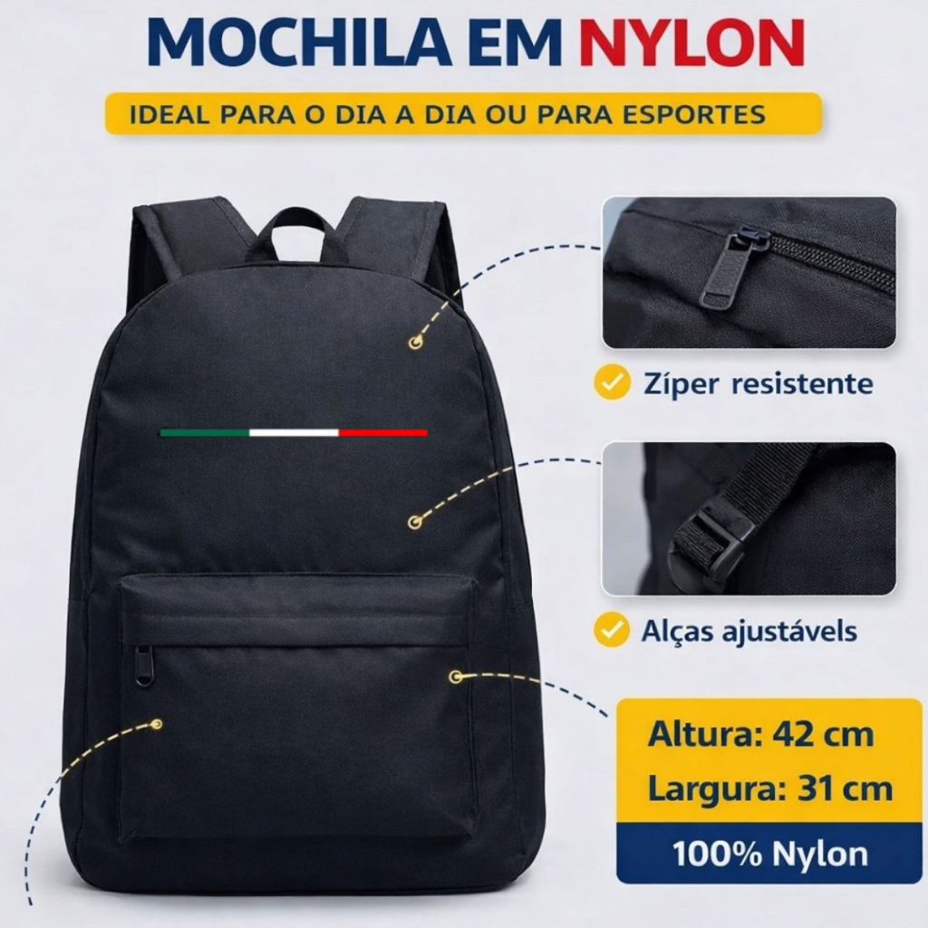 Lançamento Mochila Nylon Moderna Espaçosa Leve Resistente Unissex Envio Imediato Promoção