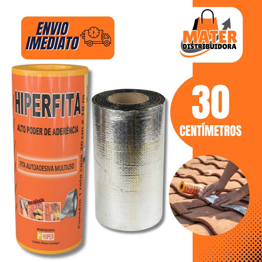 Fita Manta Asfáltica Adesiva Hiperfita 30CMx10M Telhado Rufo Laje Anti Goteira em Oferta na Shopee