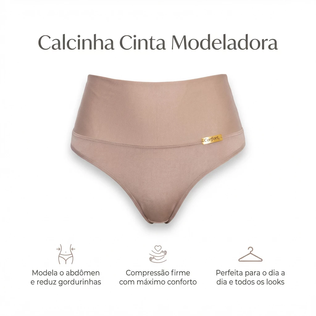 Calcinha Cinta Seca Barriga Suplex Modeladora Alta Compressão Feminina Conforto