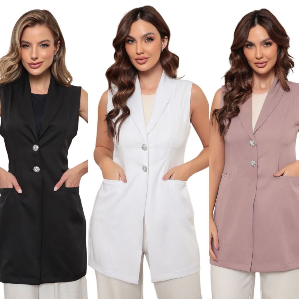 Jaleco Feminino Hope Colete Gabardine com elastano Diversas Cores Gardenia Jalecos
