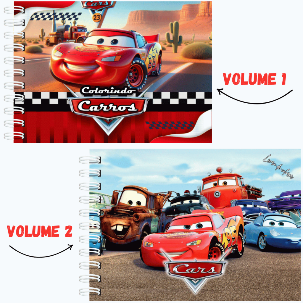 Livro de Colorir Carros McQueen Capa Dura A5 50 Páginas 180g Holográfico