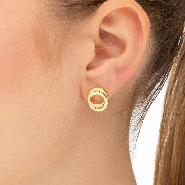 Brinco Feminino Redondo Trançado Banhado a Ouro 18k Dourado Mania De Madame Semijoias