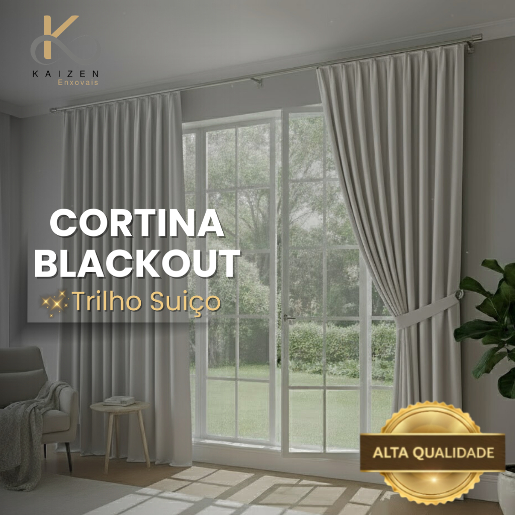 Cortina Blackout Premium 5 Metros Modelo para Trilho Suíço - Corta Luz em Oferta na Shopee