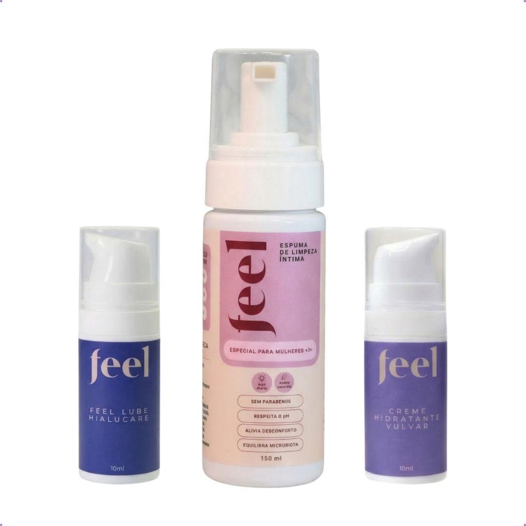 Kit Limpeza Superhidratação Menopausa Com Espuma Íntima E Creme Hidratante Hialucare Feel Original