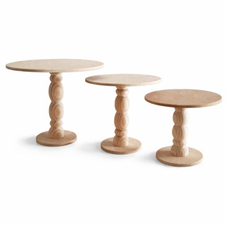 Trio De Bandejas Doces Boleiras Torneado Mdf Decoração Festas em Oferta na Shopee