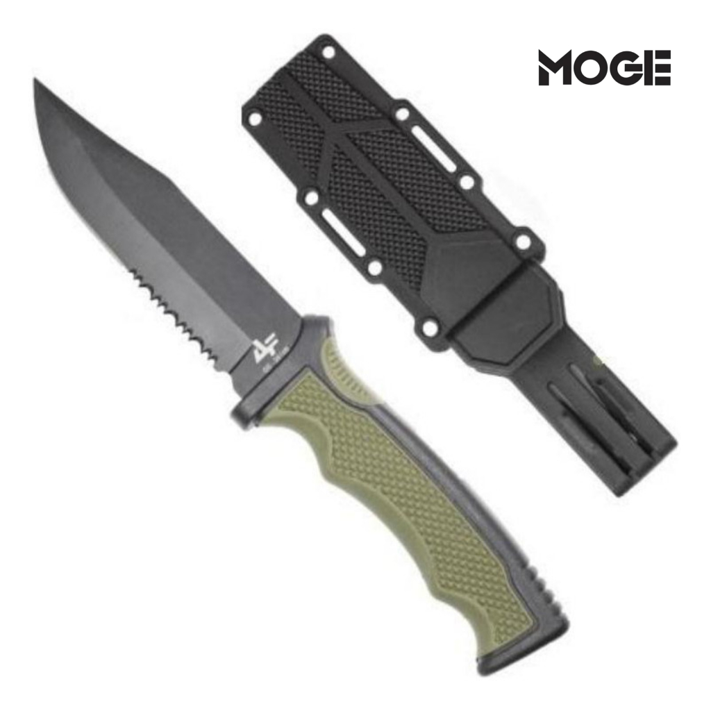 Faca Tática Albatroz QS-2818B | Serrilhada Aço Inox | Camping Pesca Outdoor