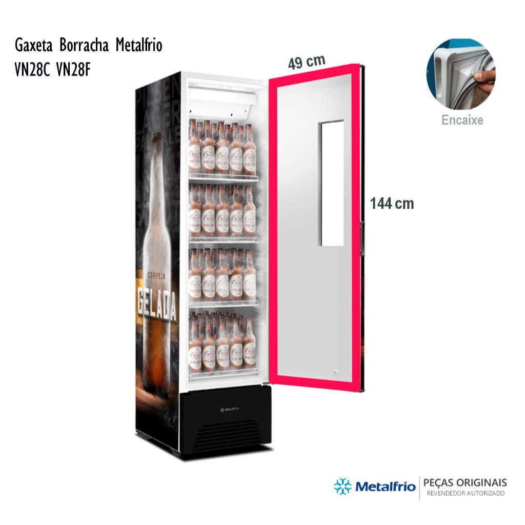 Gaxeta Borracha Cervejeira Metalfrio VN28C VN28F - 144x49cm