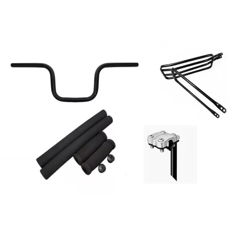 Kit Guidão Tipo Moto + Mesa + Espuma + Garupa Bagageiro para bike bicicleta aro 20 24 26 montadinha em Oferta na Shopee