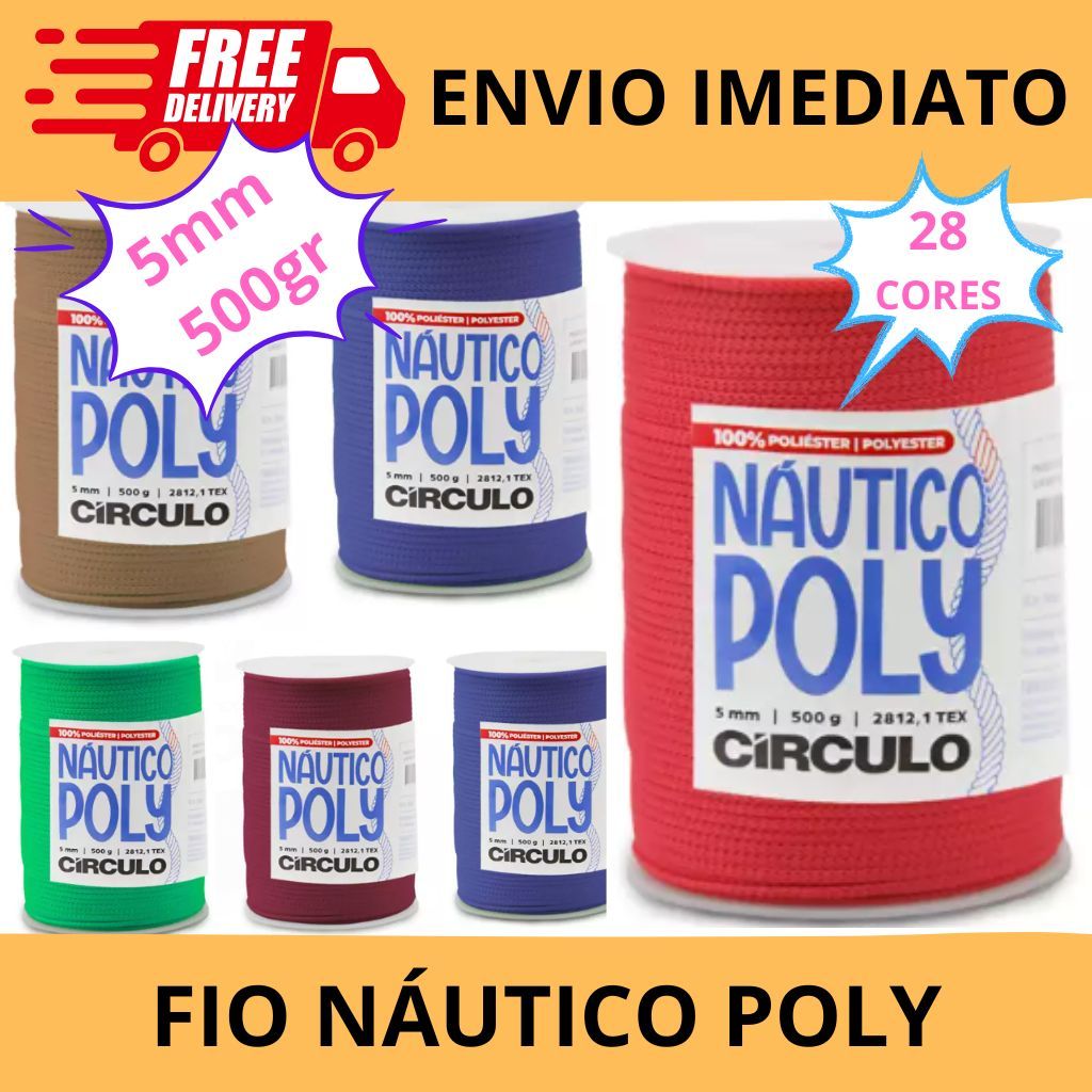 Fio Náutico Poly Círculo Diversas Cores Fio Náutico Poly Círculo 5mm 500g (100% Poliéster) — R$ 45,00 em Shopee, 10% OFF