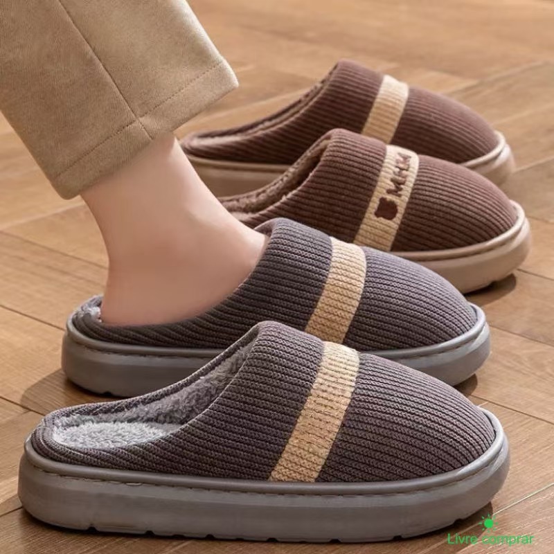 Pantufas masculinas universais, quentes, confortáveis ​​e antiderrapantes, perfeitas para usar em casa no inverno.