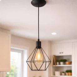 Lustre Pendente Aramado Diamante Preto Pendente Teto Industrial
