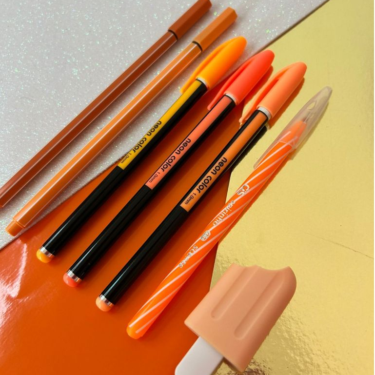 Kit Papelaria Kawaii Cor Laranja 7 Itens Papelaria Cor Laranja Papelaria Fofa — R$ 28,99 em Shopee