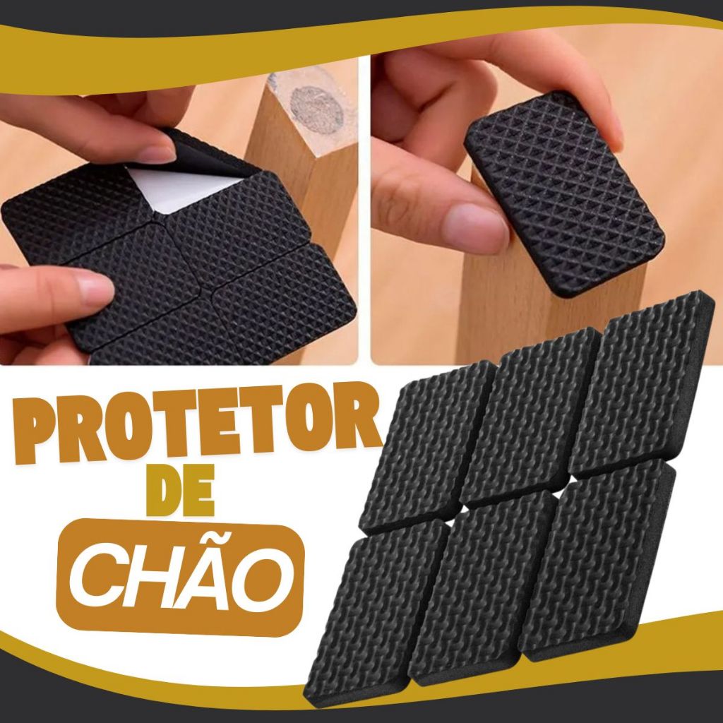Kit 12/60 Protetor Adesivo de Borracha Retangular 4X2,5cm para Móveis Pé de Mesa Cadeira Anti Ruido e Barulho em Oferta na Shopee