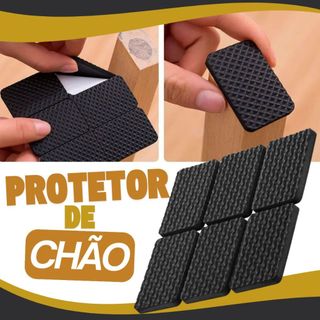 Kit 12/60 Protetor Adesivo de Borracha Retangular 4X2,5cm para Móveis Pé de Mesa Cadeira Anti Ruido e Barulho