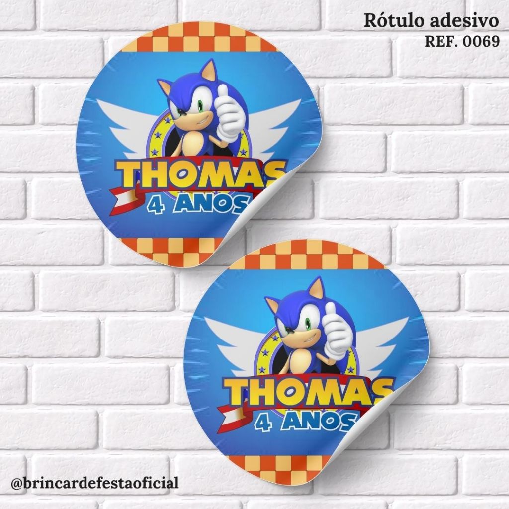 Rótulo Adesivo 5cm SONIC - Rótulo adesivo SONIC O FILME