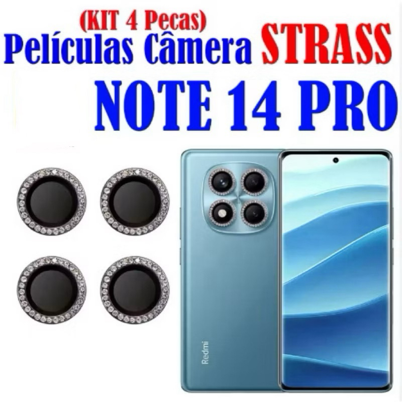 Kit (4 Pcs) Película Lente Câmera Brilho brilhante Diamante Para Redmi Note14 Pro Note 14 Pro 4g 5g em Oferta na Shopee