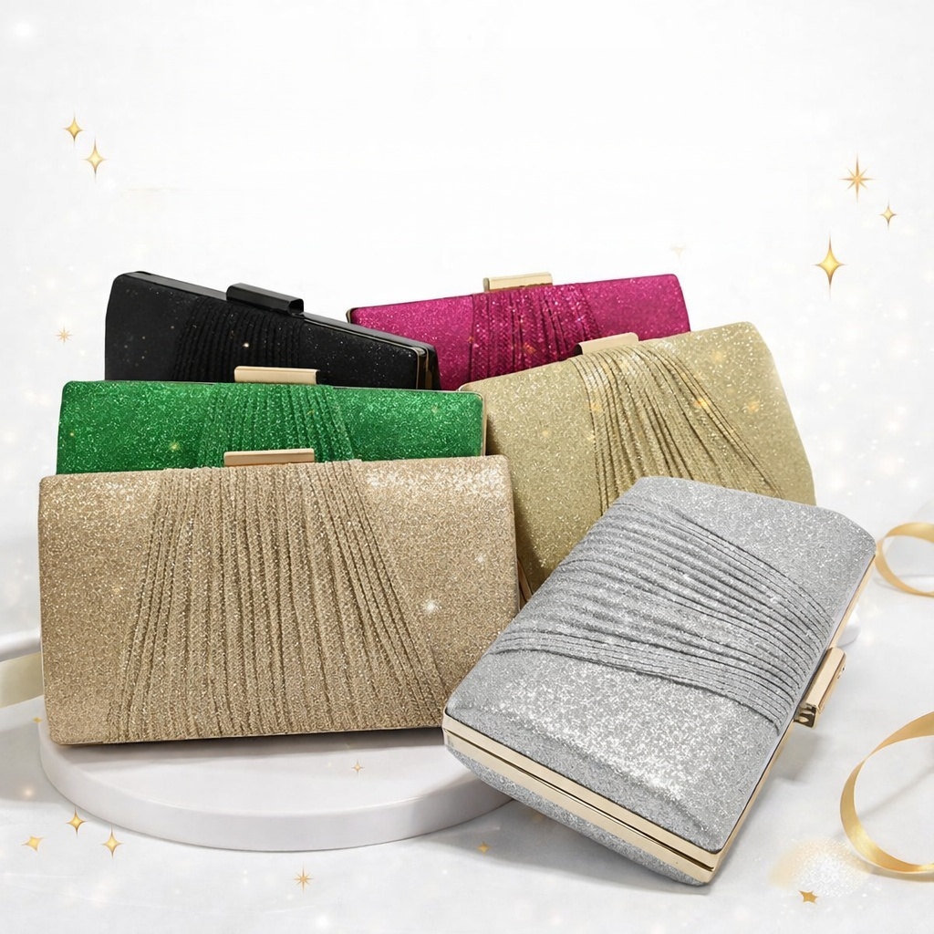 Clutch Feminina Brilhante Glitter Bolsa Festa Casamento Noite Elegante Luxo 888-12