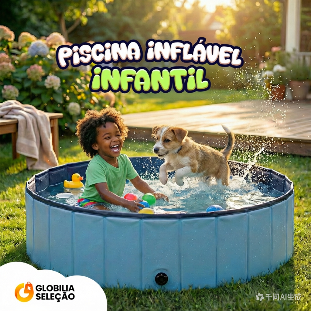 🔥【Novidades】Piscina para Cachorro 120 x 32cm Piscina Infantil Dobravel em Pvc Antideslizante 340 Litros Pets e Infantil