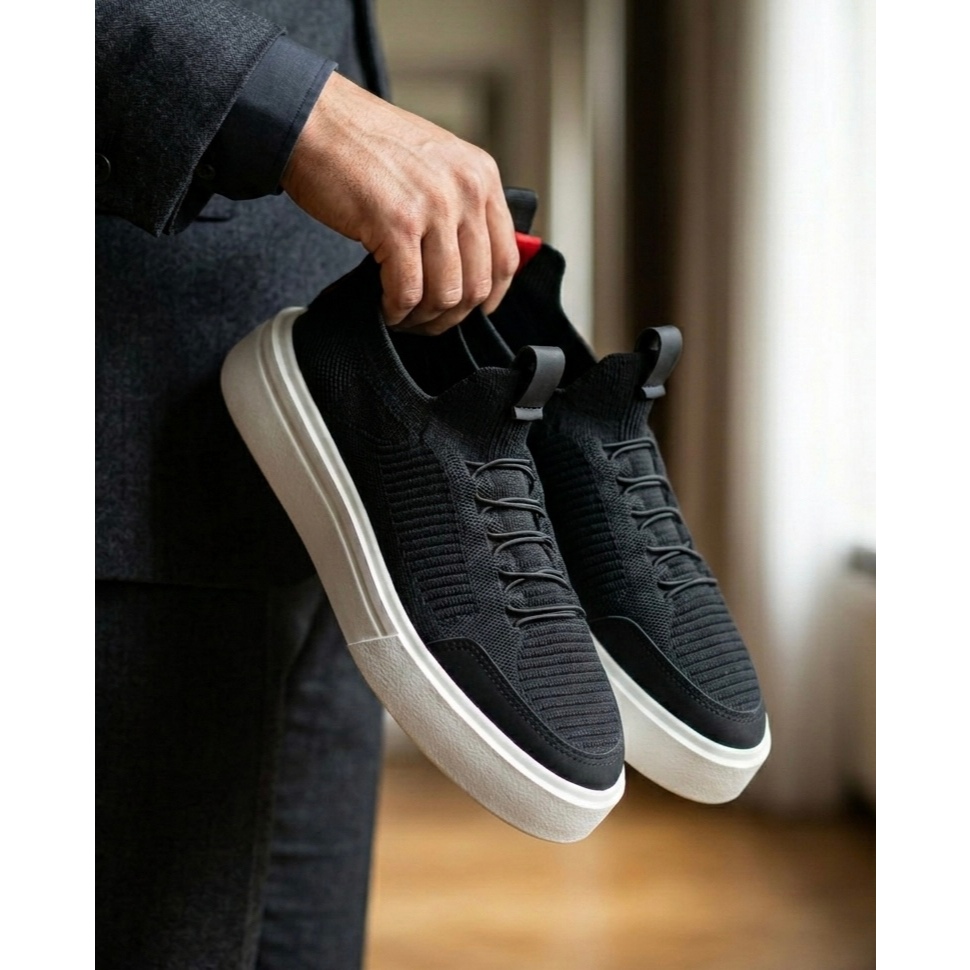 Tênis Knit Leve e Respirável para o Dia a Dia preto Conforto Premium Palmilhas P.U GEL
