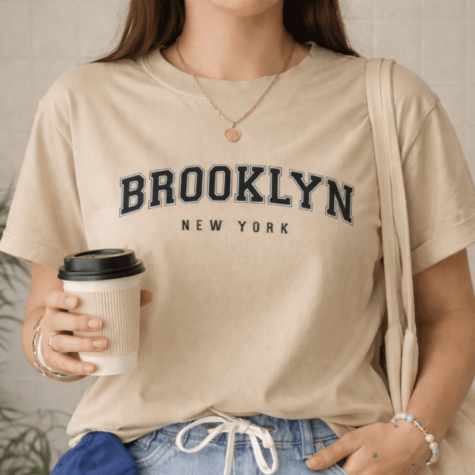 T-Shirt Feminina Masculina Camiseta Estampada Brooklyn NY Algodão Fio 30.1 Blusa Confortável Casual