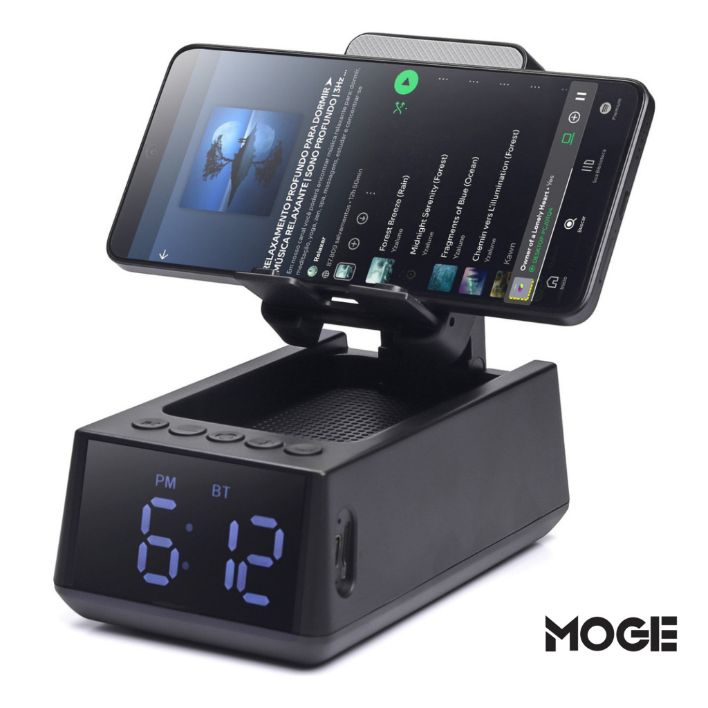 Caixa de Som Bluetooth 8W 3 em 1 | Relógio Digital | Suporte Celular | FM USB SD | D-G207