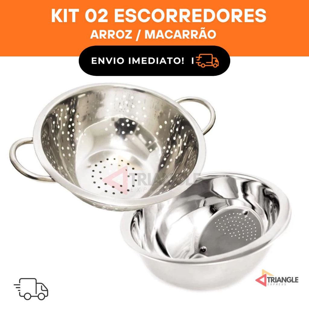 Escorredor de Massa + Lava Arroz Inox lindas peças para a sua cozinha e presente