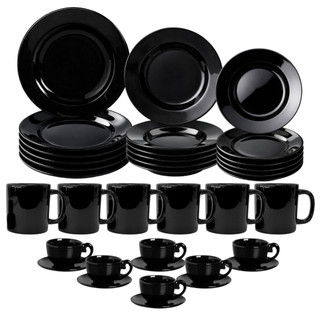 Aparelho de Jantar e Chá/Café Jogo de Jantar Peças Preto Branco Rosa Cerâmica Cristal Promocao Mais Vendido