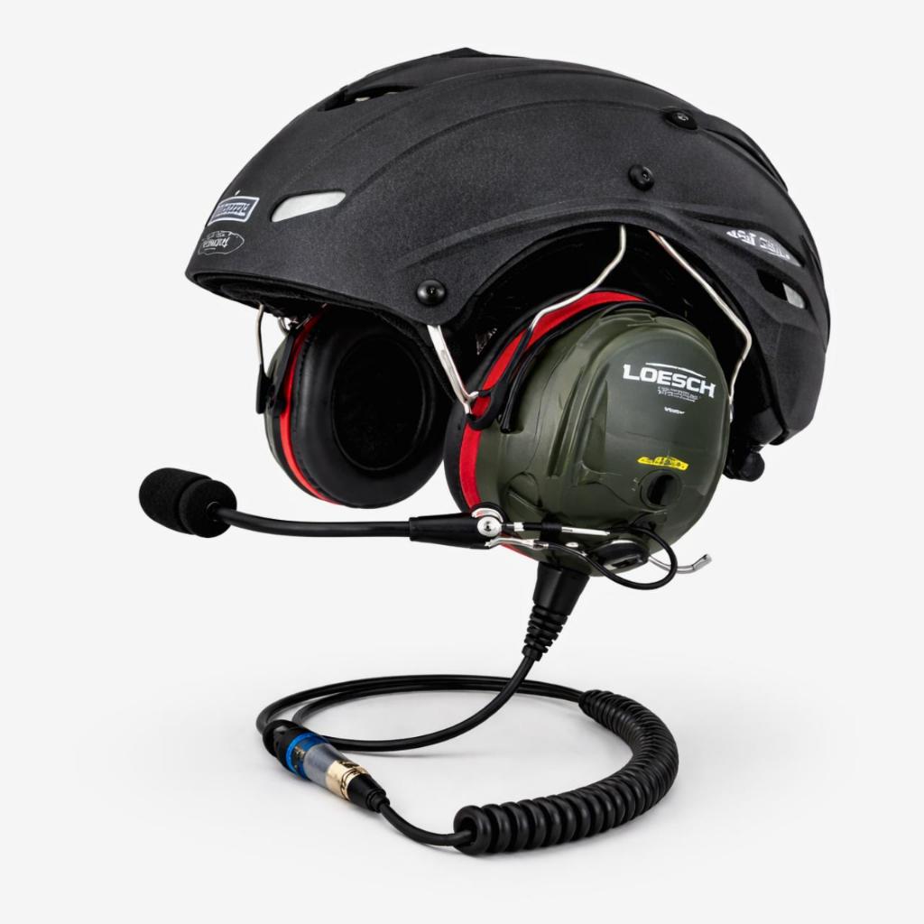 Capacete Ultraleve Parapente Fly UL Preto Com Headset LOESCHER PTT Comunicação Rádio EN966