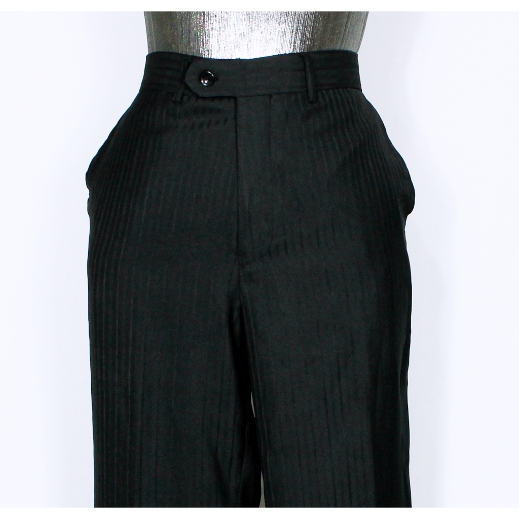 Calça social alfaiataria masculina risca de giz preto - Veste 44 - Ref. 5602 (brechó)