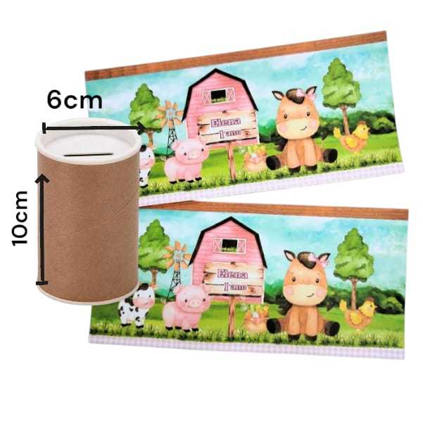 Rótulo Adesivo para Cofrinho 10x6 Personalizado Lembrancinha Infantil, Aniversário, FAZEMOS QUALQUER TEMA